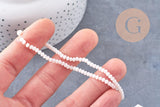 Perle toupie rose pâle,perle cristal,,Perle verre facette, 3mm, fil de 40cm, x1 (G0622)