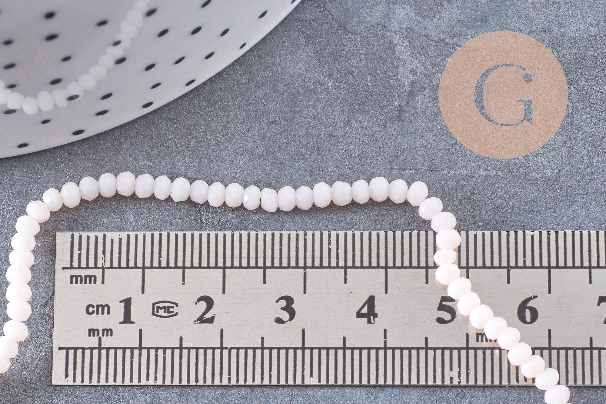 Perle toupie rose pâle,perle cristal,,Perle verre facette, 3mm, fil de 40cm, x1 (G0622)