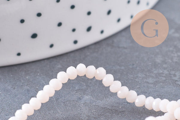 Perle toupie rose pâle,perle cristal,,Perle verre facette, 3mm, fil de 40cm, x1 (G0622)