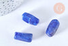Perle tube acrylique bleu imitation pierre 25mm, x5 (G6796)
