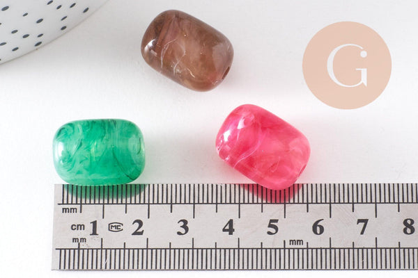 Perle tube acrylique imitation pierre 20x15mm, x10 (G10492)