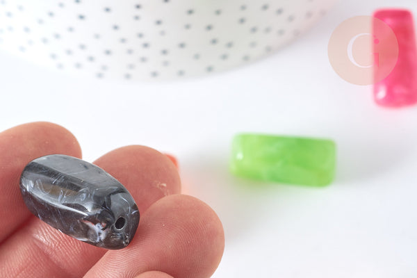 Perle tube acrylique multicolore imitation pierre 25mm, création bijou plastique, x10 G7274