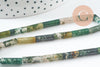 Perle tube agate mousse naturelle 13-14mm, x1 fil de 40cm (G2545)