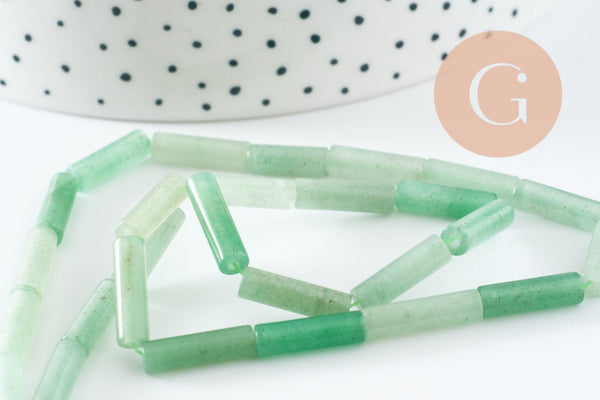 Perle tube aventurine verte naturelle 13-14mm,aventurine naturelle perle pierre,aventurine verte,fil de 39.8cm, x1 (G2835)