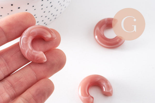 Perle tube forme U acrylique imitation pierre non percé 28mm, x2 (G10483)