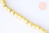 Perle tube hématite dorée non magnétique, perle colonne pierre, 6x4mm,fil de 60 perles, x1 (G5612)