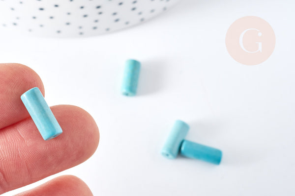 Perle tube howlite turquoise 13mm,perle tube, x10 (G0388)