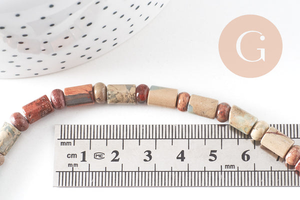 Perle tube jaspe aquaterra naturel 10mm, fil de 29.6cm x1 (G3534)
