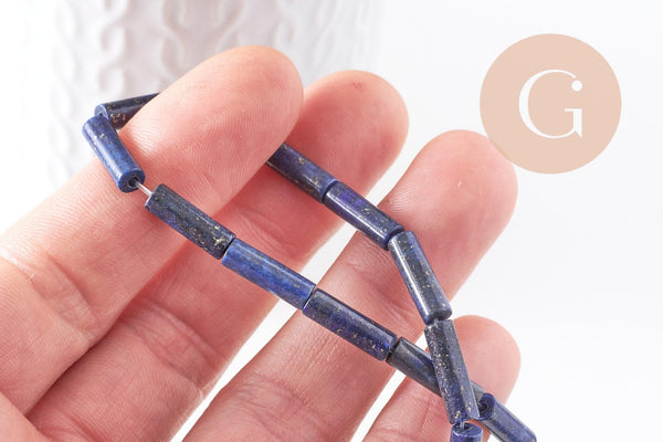 Perle tube lapis Lazulis naturel 13x4mm, des perles naturelles pour creation bijou en pierre naturelle lapis naturel,x1 fil, (G5167)