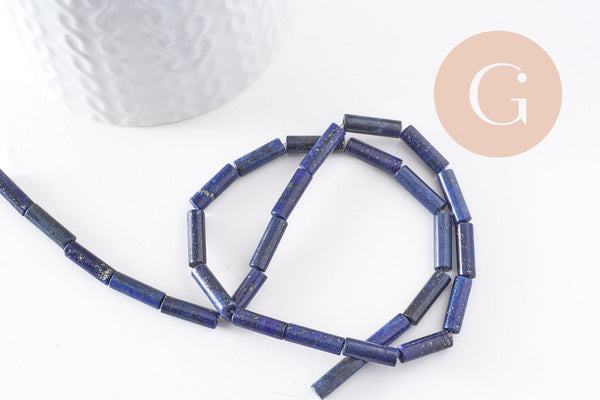Perle tube lapis Lazulis naturel 13x4mm, des perles naturelles pour creation bijou en pierre naturelle lapis naturel,x1 fil, (G5167)