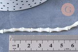 Perle tube nacre blanche naturelle 7.5-9mm, perle coquillage blanc,le fil de 40cm, x1 (G6604)