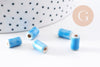 Perle tube porcelaine bleu 10mm, x5 (G2348)