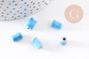 Perle tube porcelaine bleu 10mm, x5 (G2348)