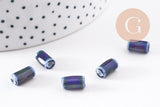 Perle tube porcelaine bleu foncé 10mm, x5 (G5395)