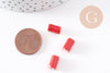 Perle tube porcelaine rouge vif 10mm, x5 (G2352)
