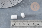 Perle tube quartz neige 12x7mm, x10 (G8830)