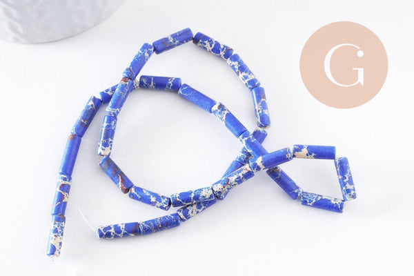 Perle tube sodalite,perles tube,sodalite naturelle,perle pierre, sodalite bleue,fil de 40cm, 13mm (G8248)