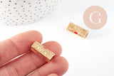 Perle tube talisman message LOVE doré couleur rouge 21mm, perle dorée bijoux amour, x1 G9409