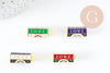 Perle tube talisman message "LOVE" émail coloré laiton doré 21.5 mm, x1 (G9415)