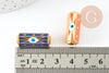 Perle tube talisman oeil protecteur émail coloré laiton doré 22mm, x1 (G9413)