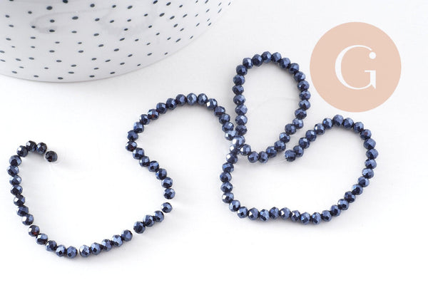 Perles Abacus Cristal à facette noir irisé gris 3x2mm, x1 fil de 32cm (G5424)