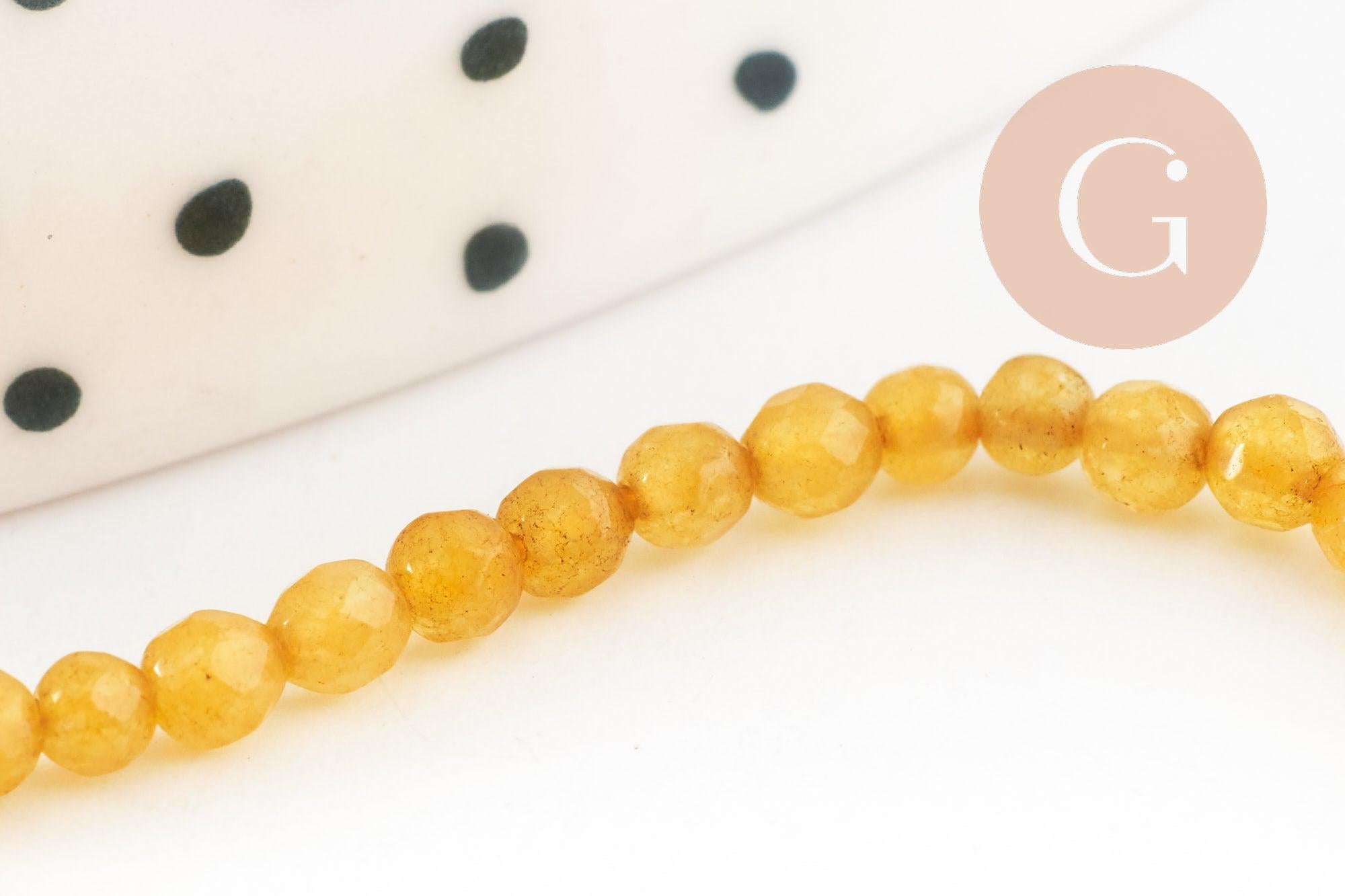 Perles Agate naturelle jaune facettées 2mm, x1 fil de 39cm (G4658)