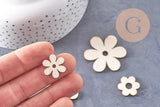 Perles Fleur en bois brut rondes 18-39mm, x10 (G10543)