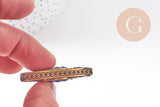 Perles Indonésiennes manuelles, avec les accessoires en laiton, oeil de cheval, or, bleu x1 (G5755)