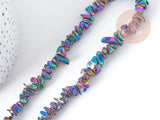 Perles Pépites hématite de synthèse multicolore 5~15mm, fabrication de bijoux pierre, fil de 39cm , x1(G8976)