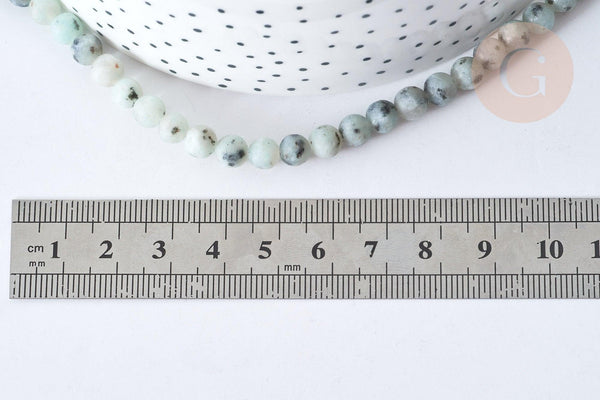 Perles Rondes Jaspe sésame kiwi naturel vert 6mm, x1 fil de 60 perles (G7878)