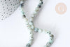 Perles Rondes Jaspe sésame kiwi naturel vert 6mm, x1 fil de 36cm (G7878)
