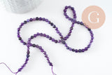Perles Rondes facettées agate violette, perle agate, pierre naturelle, agate naturelle,4mm,fil de 39cm, x1 (G2003)