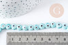 Perles Rondes plates porcelaine bleu clair mauvais œil bleu 8x5mm, création bijoux chance, x10 G8899