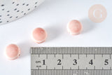 Perles Rondes plates porcelaine émaillée rose pastel 11mm, bijou céramique, x10 (G7442)