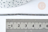 Perles Tube verre argent platine brillant 4.5x2.5mm, x1 fil de 36cm (G7341)