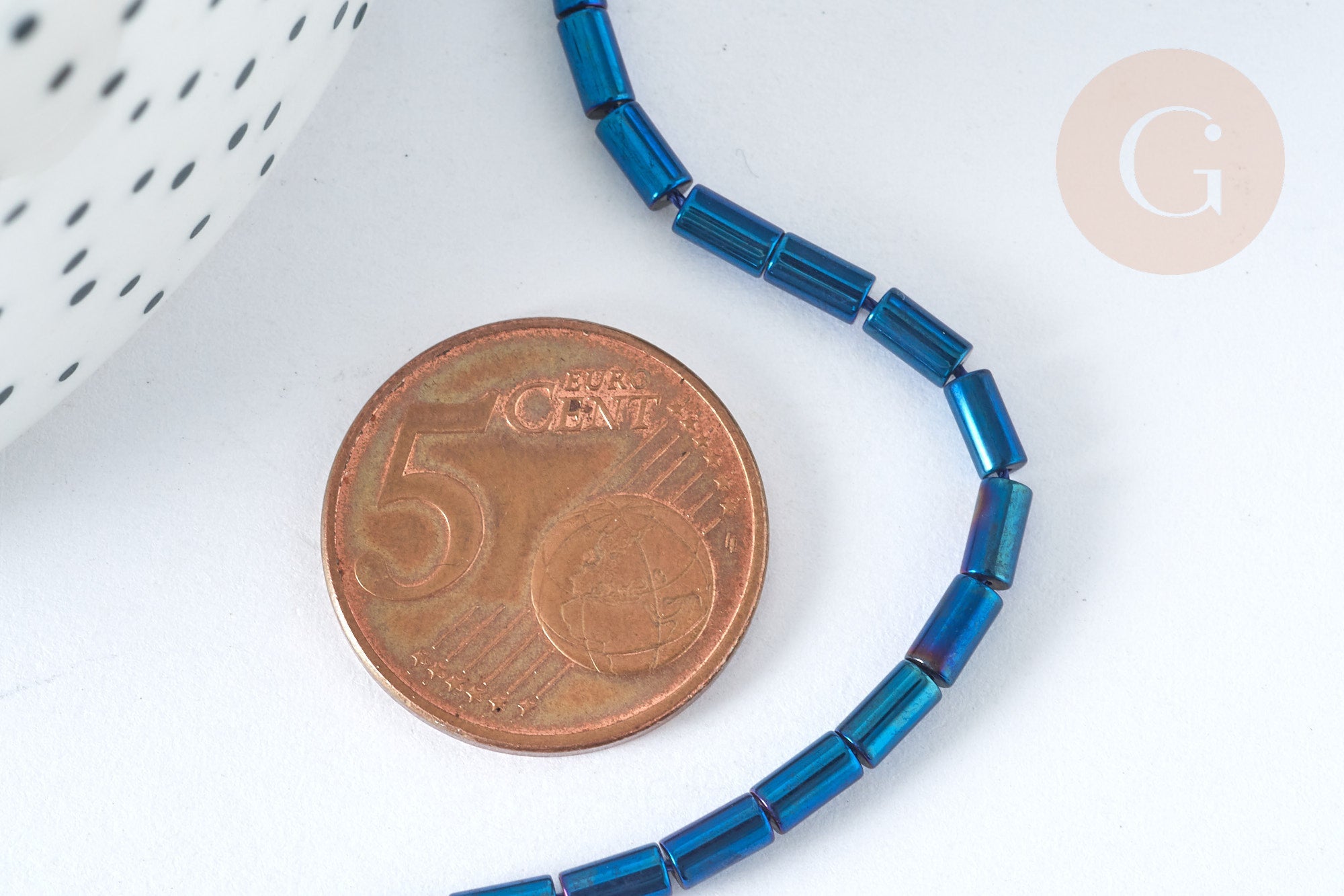 Perles Tube verre bleu irisé 4.5x2.5mm,perle tissage et fabrication bijoux,le fil de 36cm (G7337)