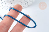 Perles Tube verre bleu irisé 4.5x2.5mm,perle tissage et fabrication bijoux,le fil de 36cm (G7337)