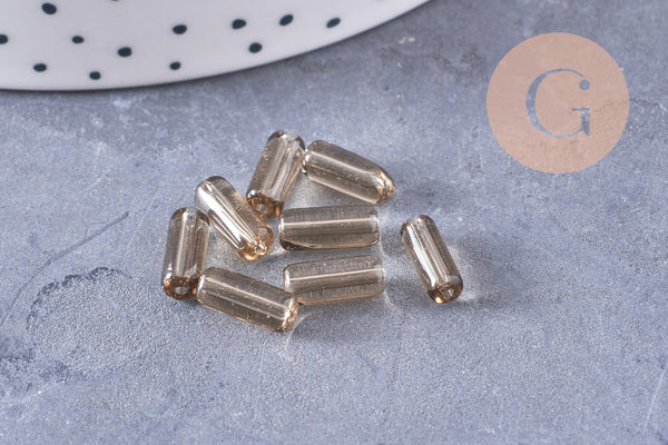 Perles Tube verre coloré 10mm, x20 (G1082)