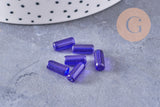 Perles Tube verre coloré 10mm, x20 (G1082)