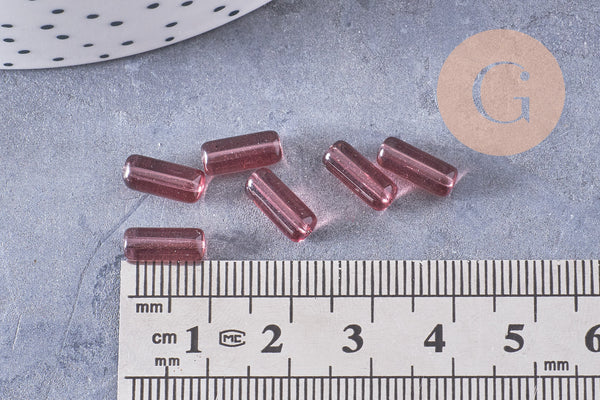 Perles Tube verre coloré 10mm, x20 (G1082)