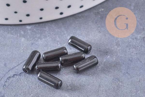 Perles Tube verre coloré 10mm, x20 (G1082)