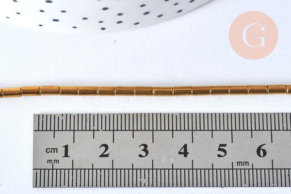 Perles Tube verre doré 4,5mm,fournitures, le fil de 36cm, x1 (G6955)