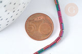 Perles Tube verre violet irisé 4.5x2.5mm,perle tissage et fabrication bijoux, fil de 36cm, X1 (G7346)