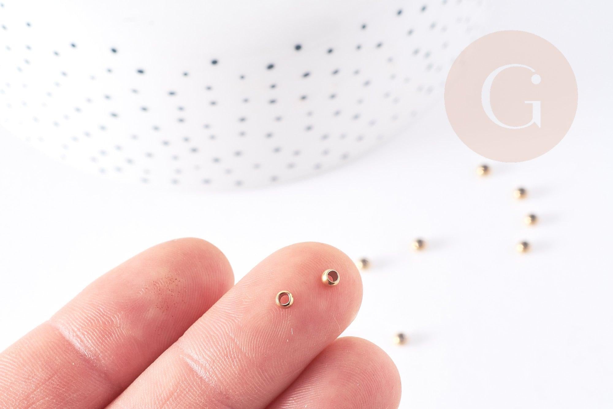 Perles à écraser acier 304 inoxydable Doré3x2mm, fourniture acier inoxydable, x50 (G1178)