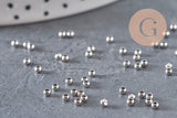 Cuentas engarzables de acero inoxidable 316 platino 2 mm, x50 (G11174)