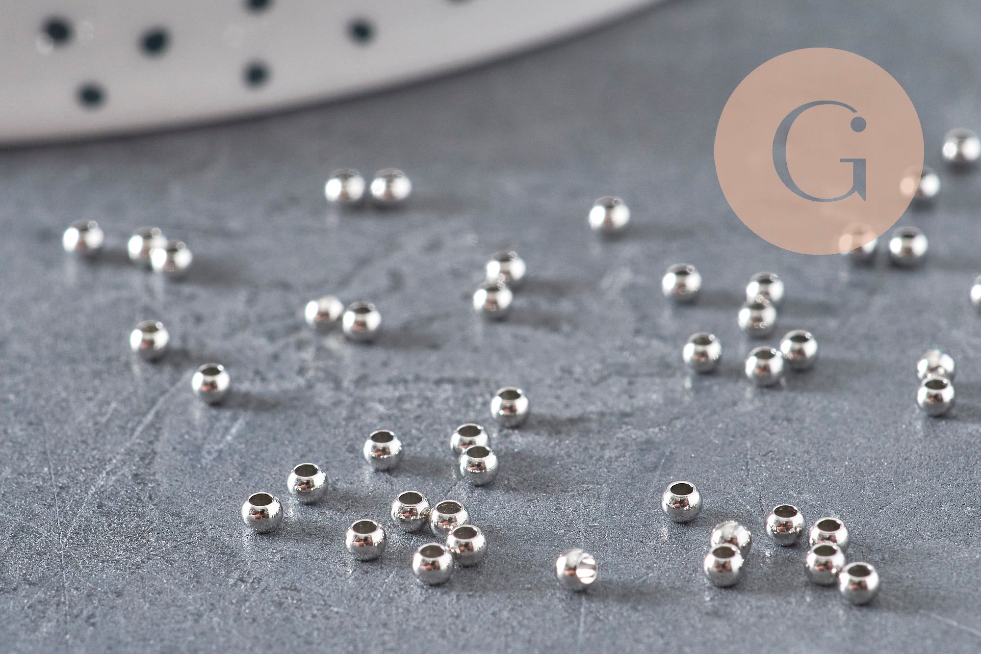 Cuentas engarzables de acero inoxidable 316 platino 2 mm, x50 (G11174)