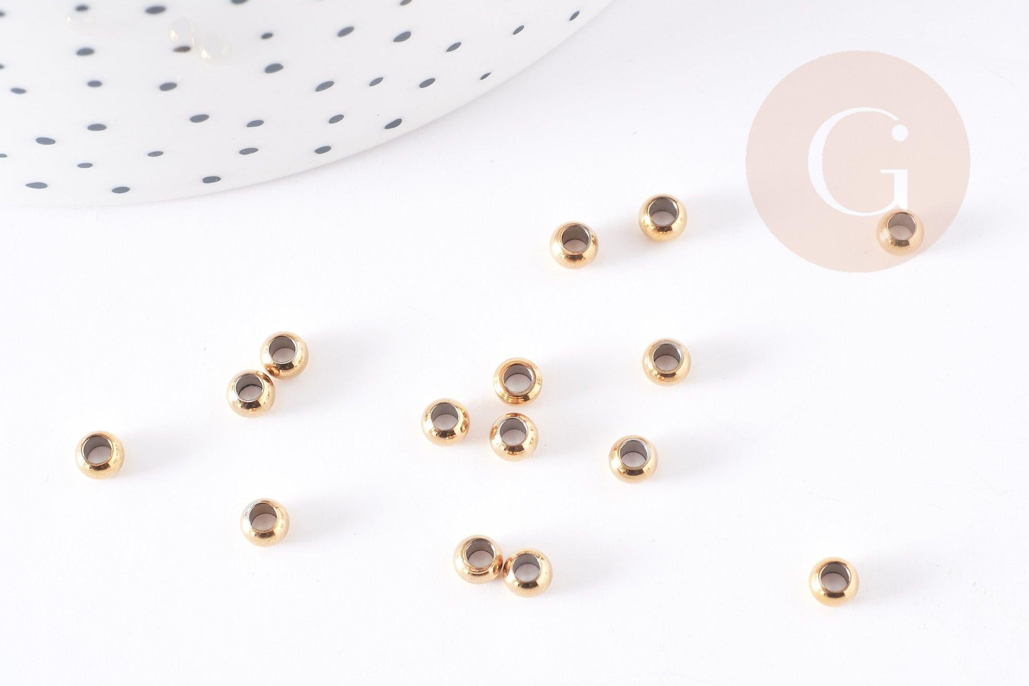 Perles à écraser acier inoxydable 304 Doré 4mm,perles dorées en acier ,acier doré, x100 (13.5G) G1177