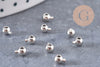 Perles à écraser boule 2 en 1 laiton platine, argentée ou dorée 3.5x2mm, x10 (G10826)