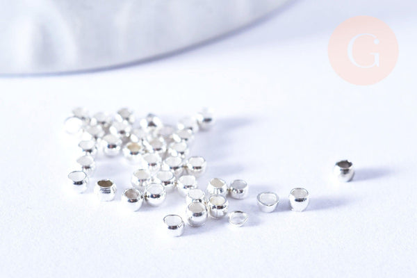 Perles à écraser laiton argenté 2.5x1.5mm, x5 grammes (G6866)