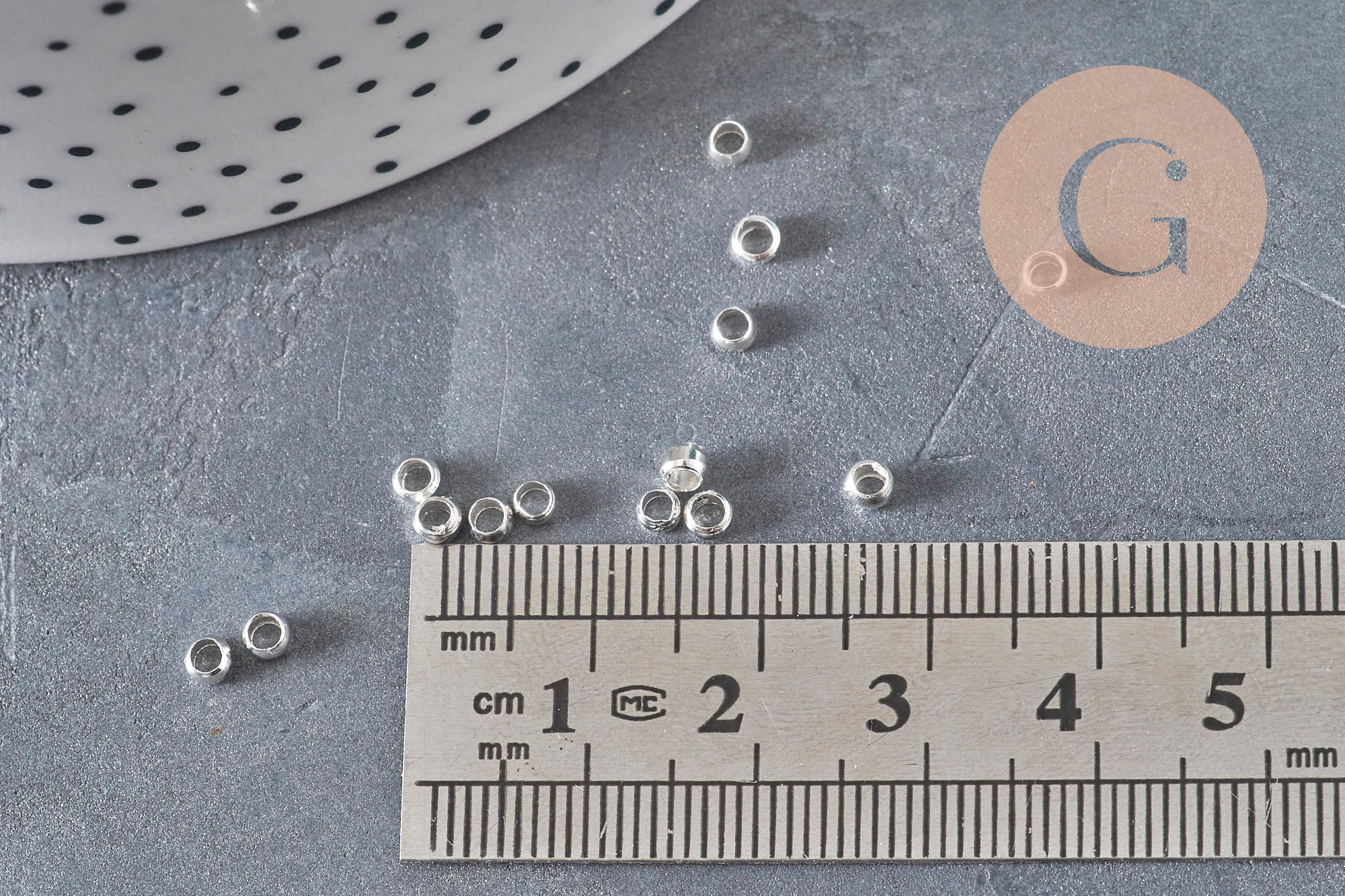 Silver-plated brass crimp beads 3x2mm, x2 Grams (G11269)